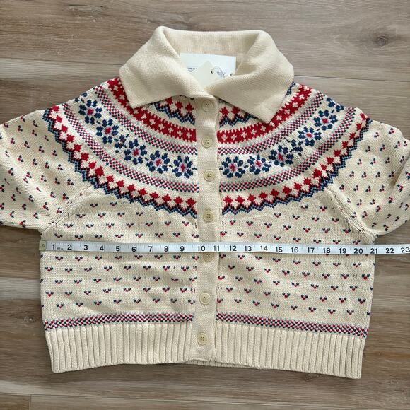 THE GREAT Mini Collar Cardigan Cream Floral Fairisle 2 - Picture 5 of 11